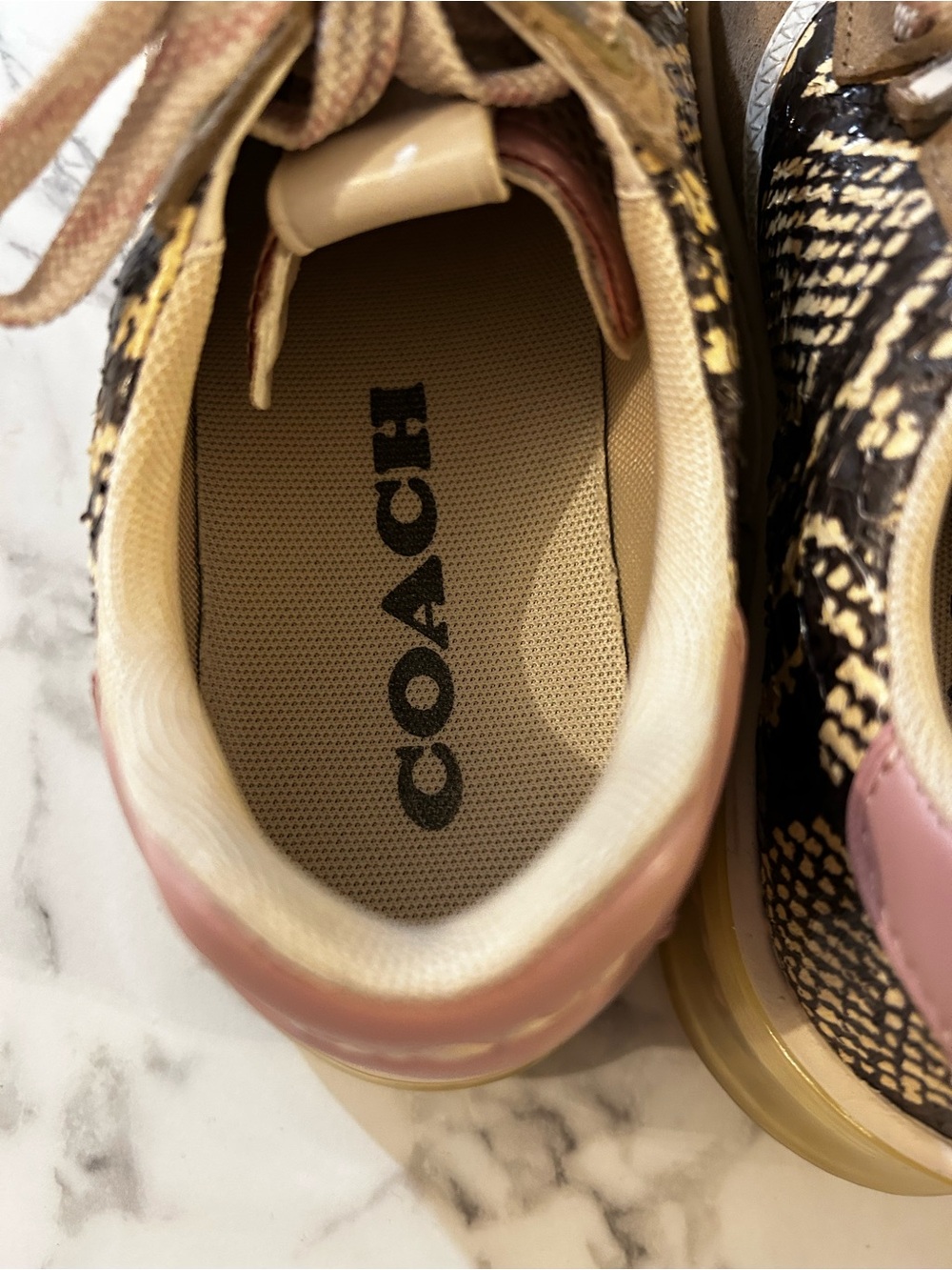 Coach Women's Tan Brown Snake-Print Low Top Sneakers - Picture 6 of 6